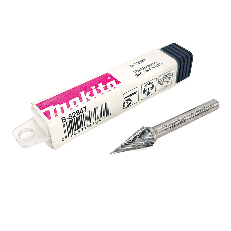 Mũi mài hợp kim Makita hình chóp nhọn (SM), đường kính mũi 10mm, đuôi trơn 6mm ( Cấp 3 sao )