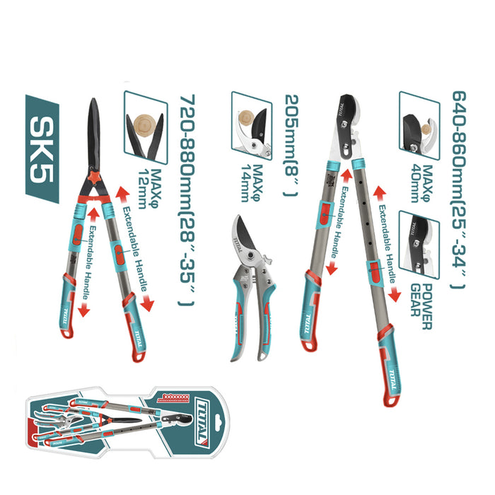 Bộ 3 kéo làm vườn Total THT1593301 chất liệu thép SK5