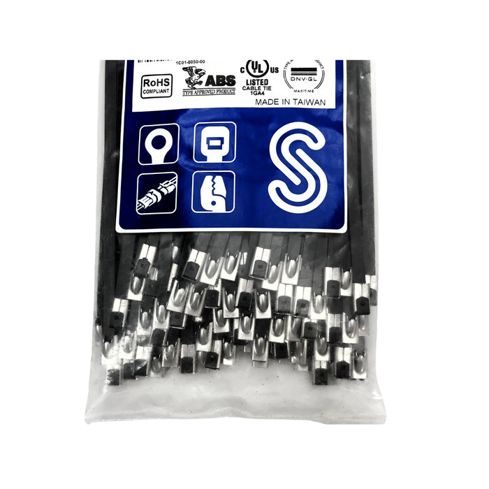 Dây rút Inox 316 KST cao cấp, bọc nhựa (nylon coated), loại bi gài (Ball-lock), bản size S rộng 4.5mm, dài từ 125mm - 1050mm