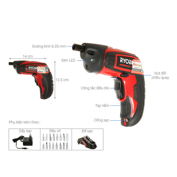 Máy vặn vít mini dùng Pin 3.6V Kyocera lực xiết 3.5N.m