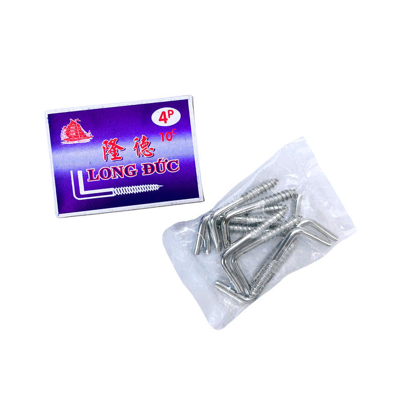 Móc chữ L chân vít Long Đức dài từ 4P (4cm) - 1T2 (12cm)