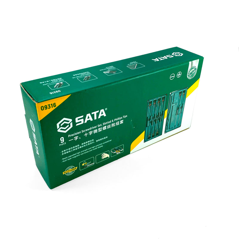 精密ドライバーセット 9本組、マイナス/プラスドライバー SATA 09316