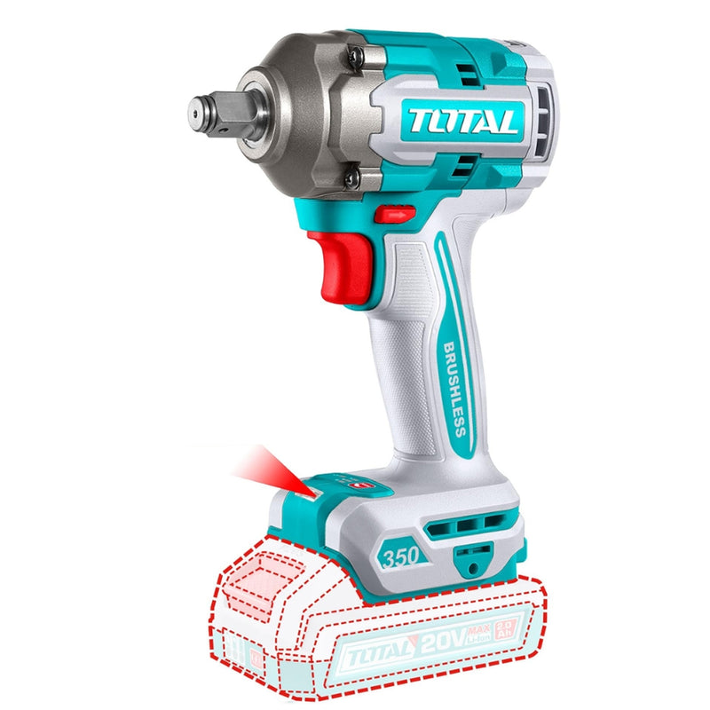 Máy siết bu lông cốt 1/2 inch không chổi than dùng pin Lithium 20V Total TIWLI2035