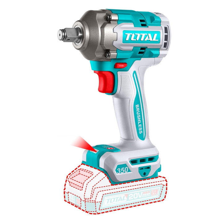 Máy siết bu lông cốt 1/2 inch không chổi than dùng pin Lithium 20V Total TIWLI2035