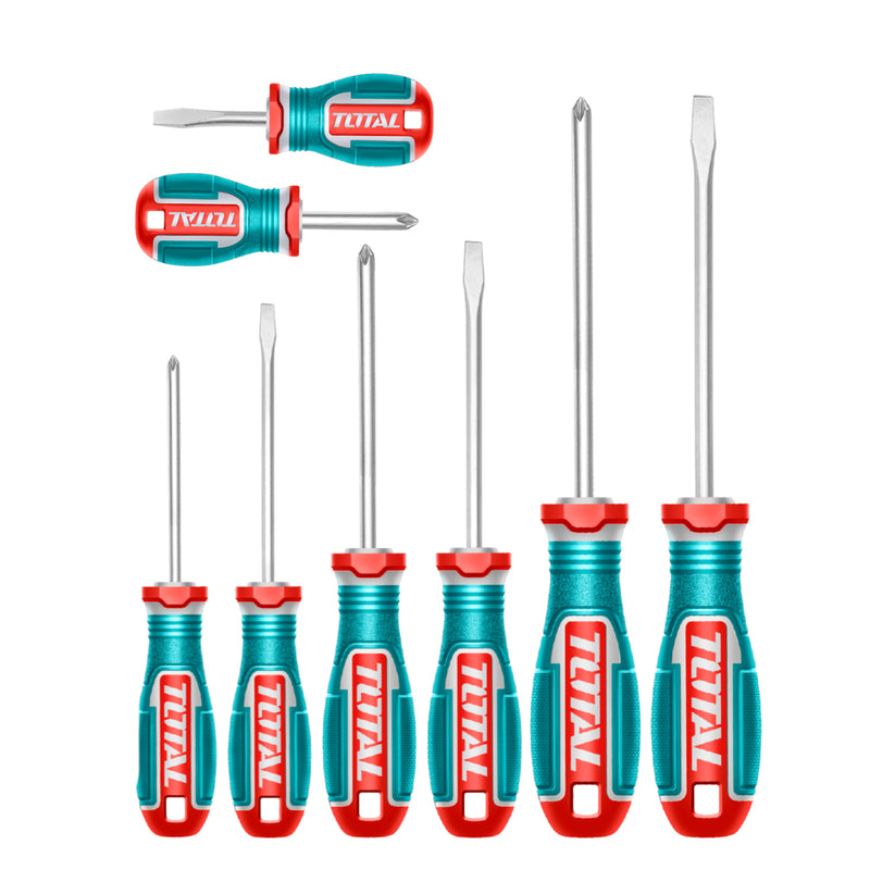 Vỉ 8 tua vít dẹp và bake Total TKSDS0826 có từ tính, chất liệu thép S2