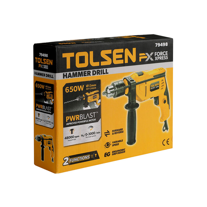 Máy khoan búa công suất 650W Tolsen 79498 đầu kẹp 13mm