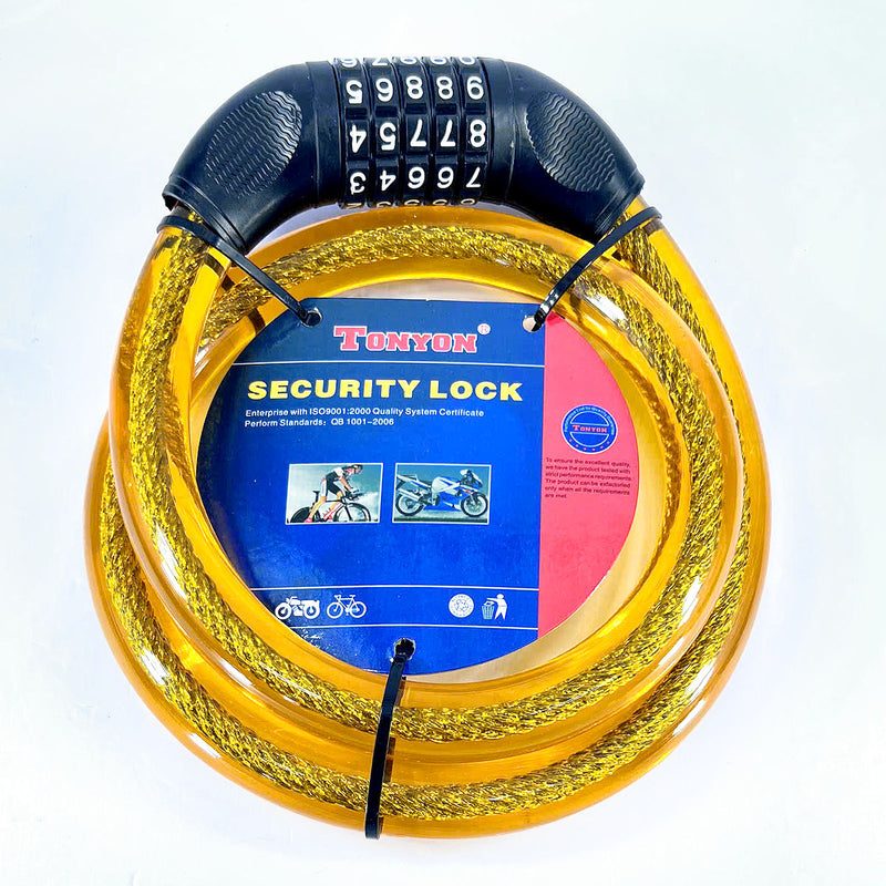 Ổ khoá dây 5 cọc số cỡ lớn TONYON TY462, dây khoá bằng cáp thép nhuyễn bọc nhựa chống cắt