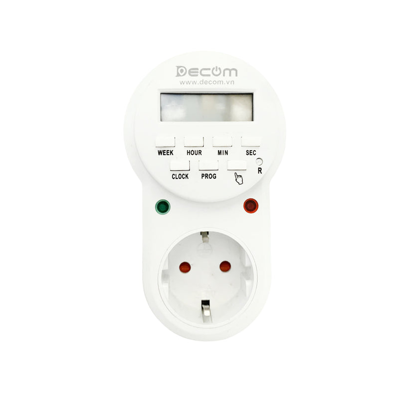 Ổ cắm điện hẹn giờ điện tử Decom DC-ETG63A cài đặt từ 1 giây - 24 giờ