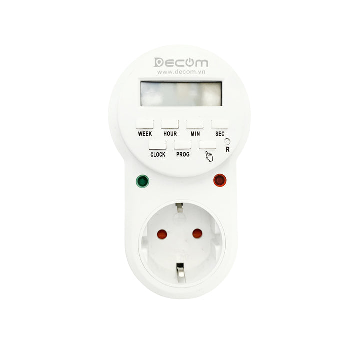 Ổ cắm điện hẹn giờ điện tử Decom DC-ETG63A cài đặt từ 1 giây - 24 giờ