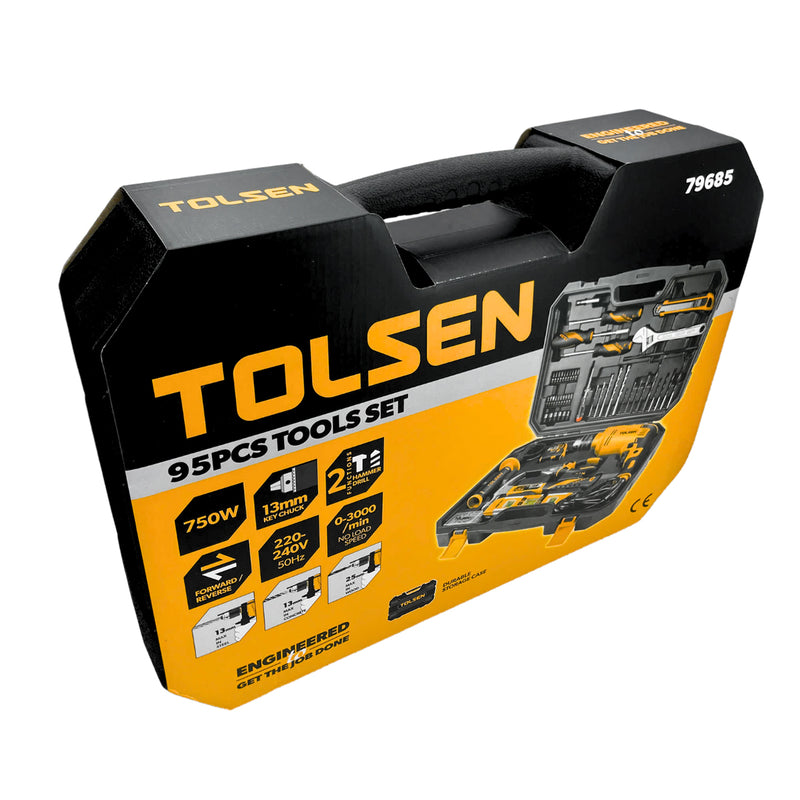 Bộ dụng cụ máy khoan 710W công nghiệp 95 món TOLSEN 79685