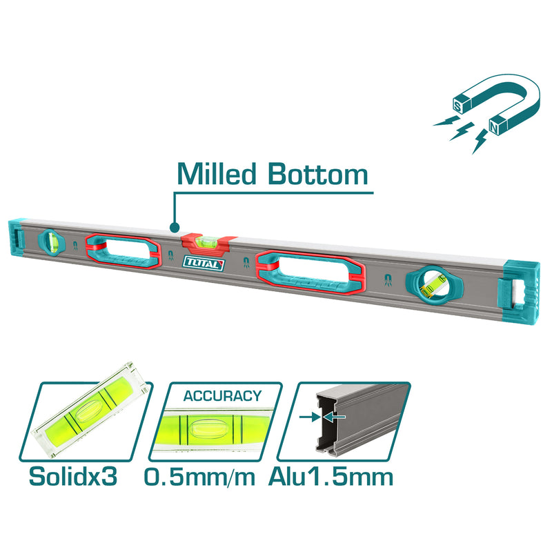 Thước thủy kèm có từ tính nam châm dài từ 400mm - 1000kmm Total độ chính xác 0.5mm/m