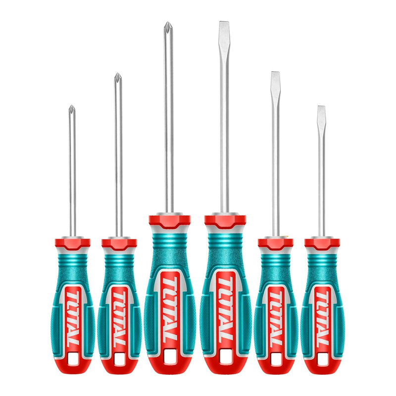 Vỉ 6 tua vít dẹp và bake Total TKSDS0626 có từ tính, chất liệu thép S2