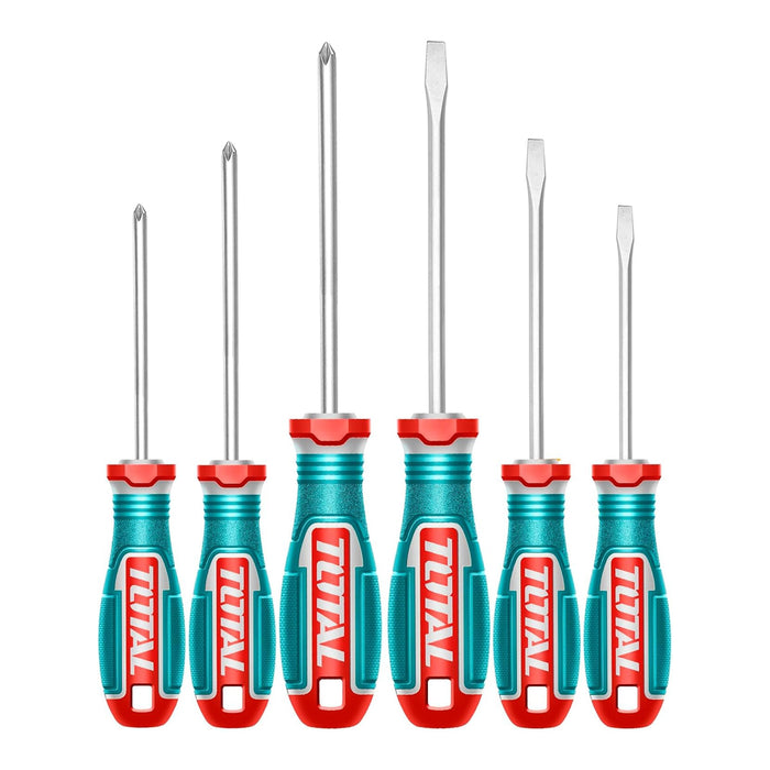 Vỉ 6 tua vít dẹp và bake Total TKSDS0626 có từ tính, chất liệu thép S2