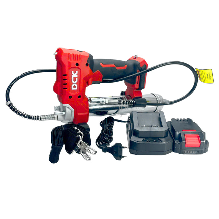 Máy bơm mỡ DCK KDGG500 dùng Pin 20V, áp suất bơm 10,000 PSI