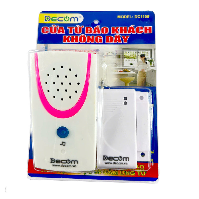 Cửa từ báo khách không dây thông minh Decom DC-1109 Smart, tích hợp 16 kiểu chuông và 4 cửa từ
