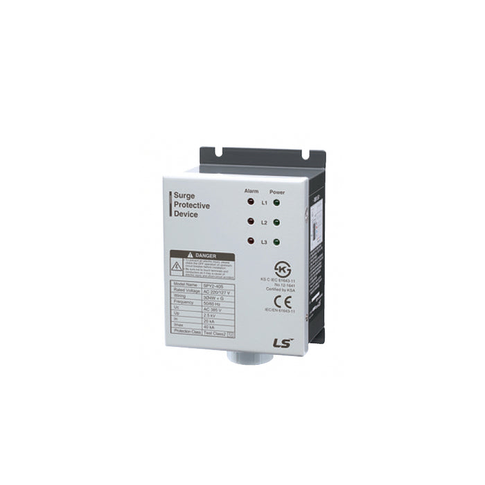 Thiết bị chống sét 3P dạng hộp (Box Type) LS SP Series, điện áp Uc 385V, dòng xả xung sét cực đại từ 40kA ~ 160kA. Tiêu chuẩn CE