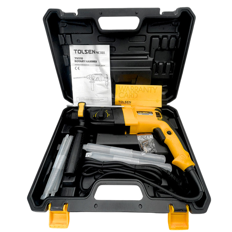 Máy khoan búa SDS-plus công nghiệp 3 chức năng, 26mm/800W TOLSEN 79510