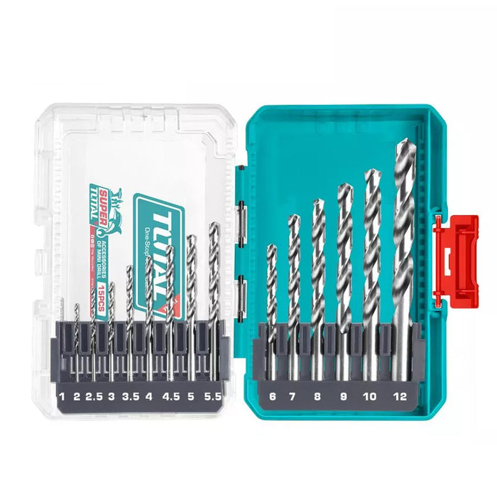 Bộ 15 mũi khoan HSS M2 Total TACSDL51508 đường kính từ 1 - 12mm