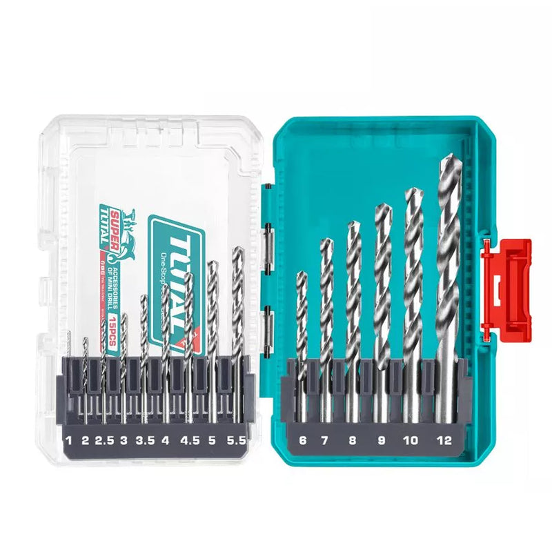 Bộ 15 mũi khoan HSS M2 Total TACSDL51508 đường kính từ 1 - 12mm