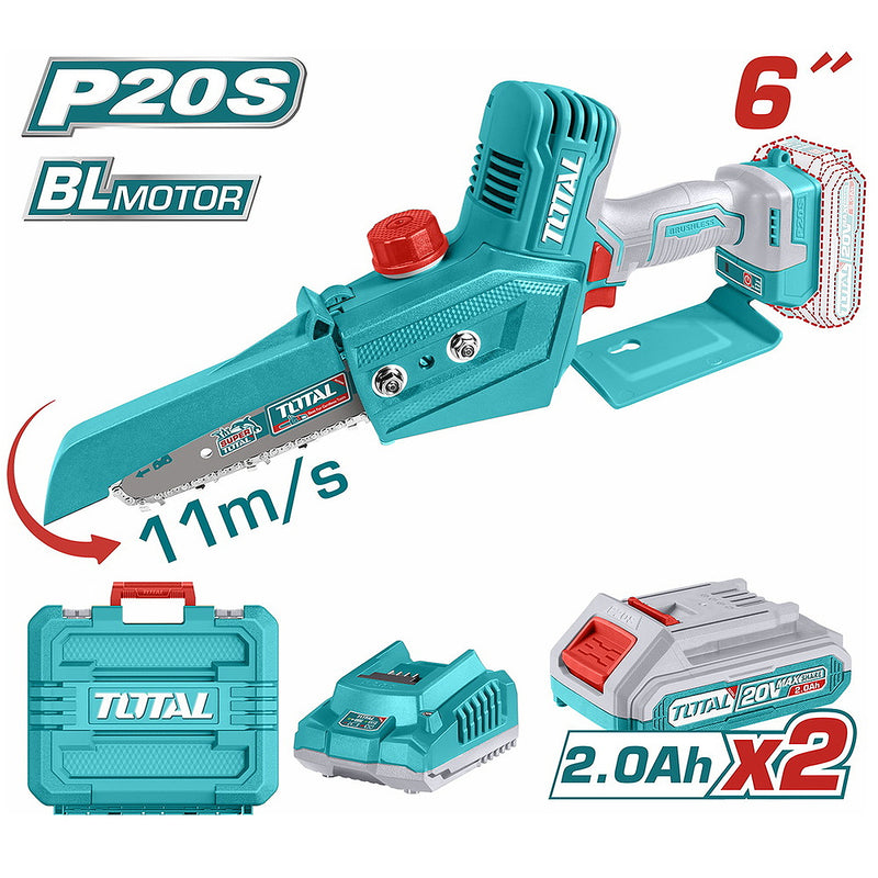 Máy cưa xích mini không chổi than dùng Pin 20V Total TGSLI20686 chiều dài lam 6 inch (150mm)