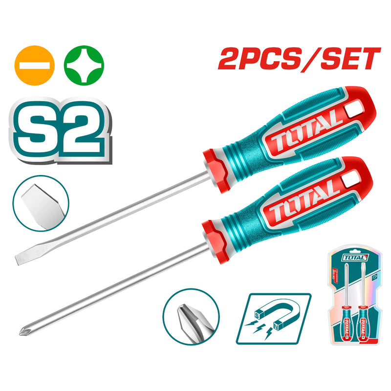Vỉ 2 tua vít dẹp và bake Total TKSDS0226 có từ tính
