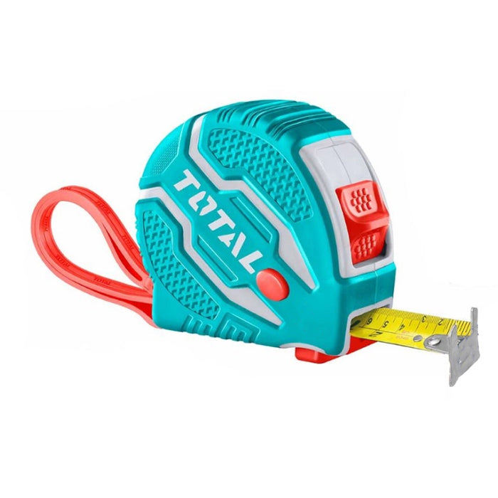 Thước kéo thép nền vàng 10mm x 25mm Total TMT1262101 có chức năng tự khoá, hệ đo Met và Inch