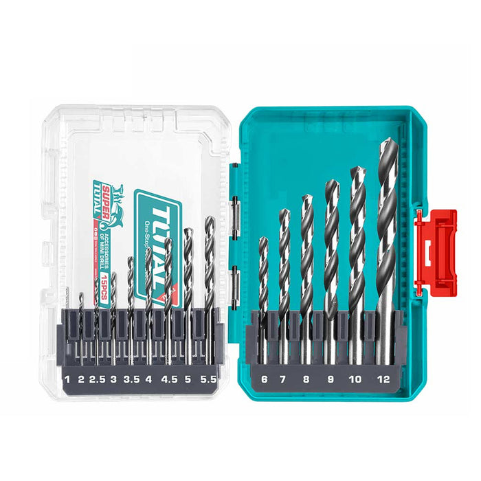 Bộ 12 mũi khoan HSS Total TACSDL11206 chuôi lục giác 1/4 inch, đường kính từ 1 - 10mm