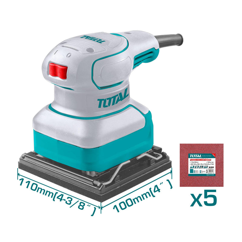 Máy chà nhám rung công suất 240W Total TF2241108, kích thước đế nhám 110mm x 100mm