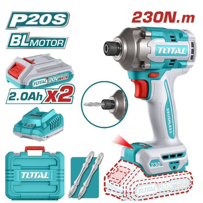 Máy vặn vít không chổi than dùng pin Lithium 20V Total TIRLI2023 cốt 1/4 inch