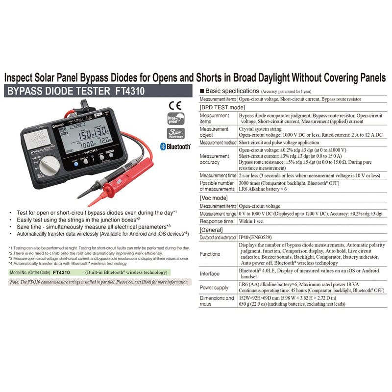 Thiết bị đo kiểm tra chập mach, hở mạch diode bypass Hioki FT4310 có Bluetooth