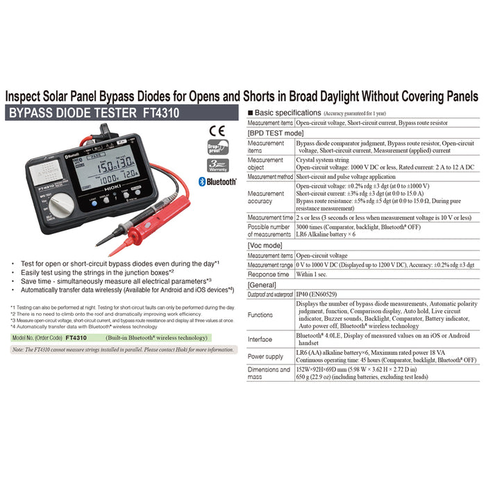 Thiết bị đo kiểm tra chập mach, hở mạch diode bypass Hioki FT4310 có Bluetooth