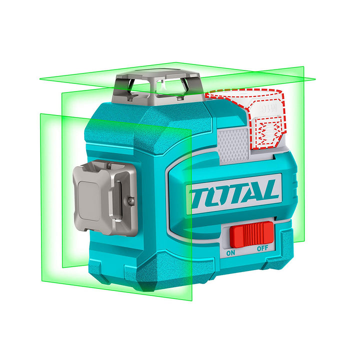 Máy đo cân bằng tia laser xanh 3D dùng Pin 16V Total TLL301201, phạm vi đo 35m