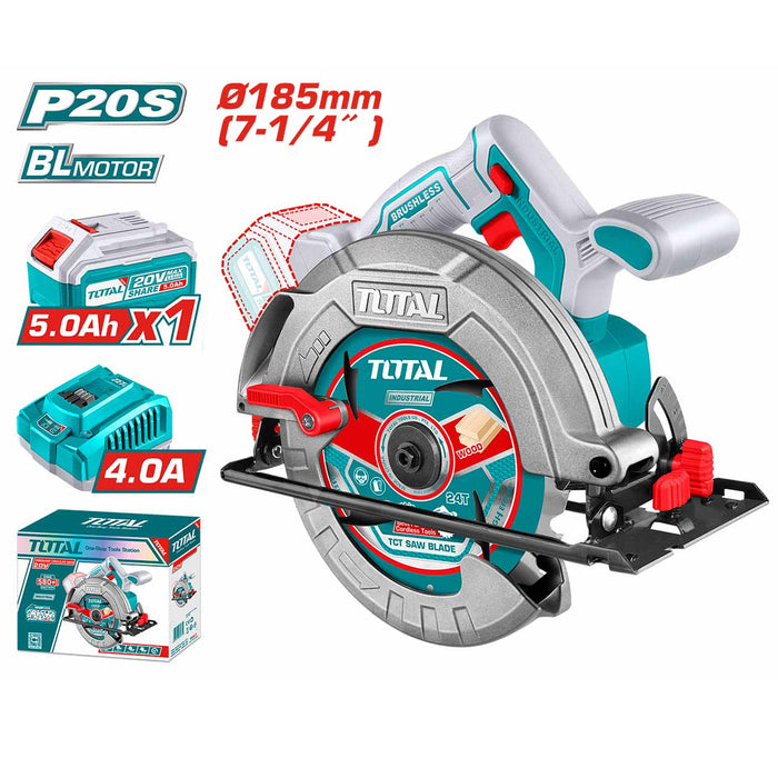 Máy cưa đĩa không chổi than dùng Pin 20V Total TSLI18513 đường kính đĩa 185mm