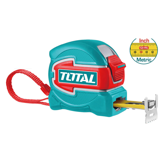 Thước kéo thép nền vàng 2 mặt 5m x 32mm Total TMT80532 hệ đo Met và Inch