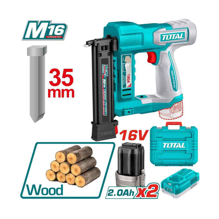 Máy bắn đinh thẳng dùng Pin 16V Total TCBNLI2038, loại đinh F15 - F35
