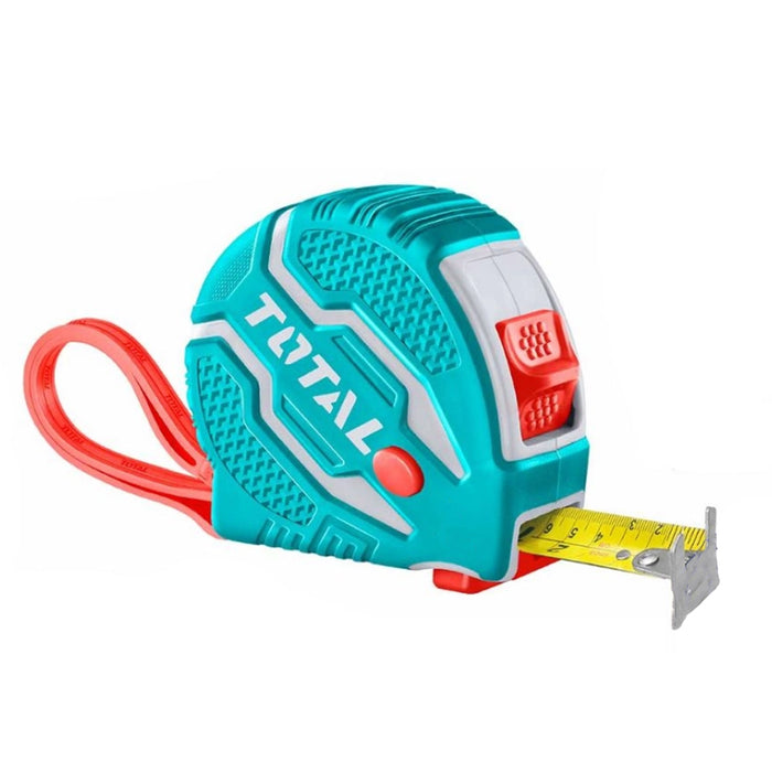Thước kéo thép nền vàng 5m x 25mm Total TMT126252 có chức năng tự khoá, hệ đo Met và Inch