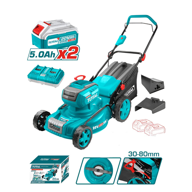 Máy cắt cỏ đẩy dùng Pin 40V (20V x2) TOTAL TLMLI20186 đường kính cắt 460mm, dung tích 60L