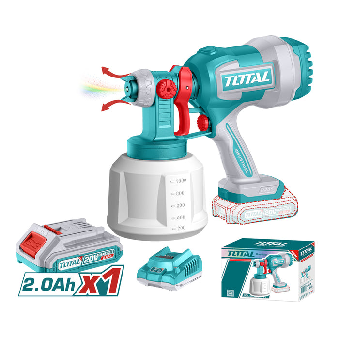 Máy phun sơn 1000ml dùng Pin Lithium 20V Total, áp suất phun 0.2Bar