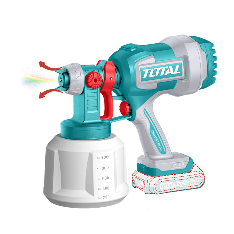 Máy phun sơn 1000ml dùng Pin Lithium 20V Total, áp suất phun 0.2Bar