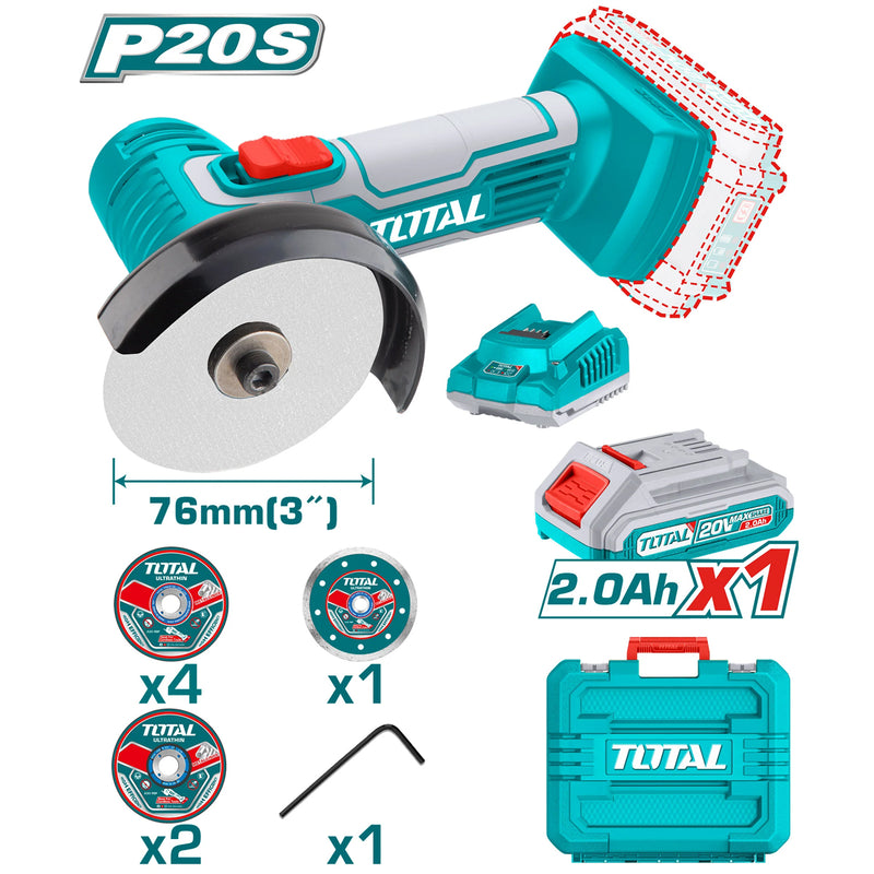 Máy cắt, mài mini dùng Pin Lithium 20V Total TAGLI76012 đường kính đĩa 76mm
