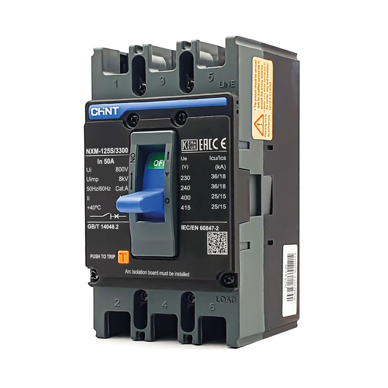 Cầu dao tự động dạng khối MCCB cố định từ nhiệt Chint NXM Series, tải danh định từ 25A ~ 1600A. Tiêu chuẩn quốc tế
