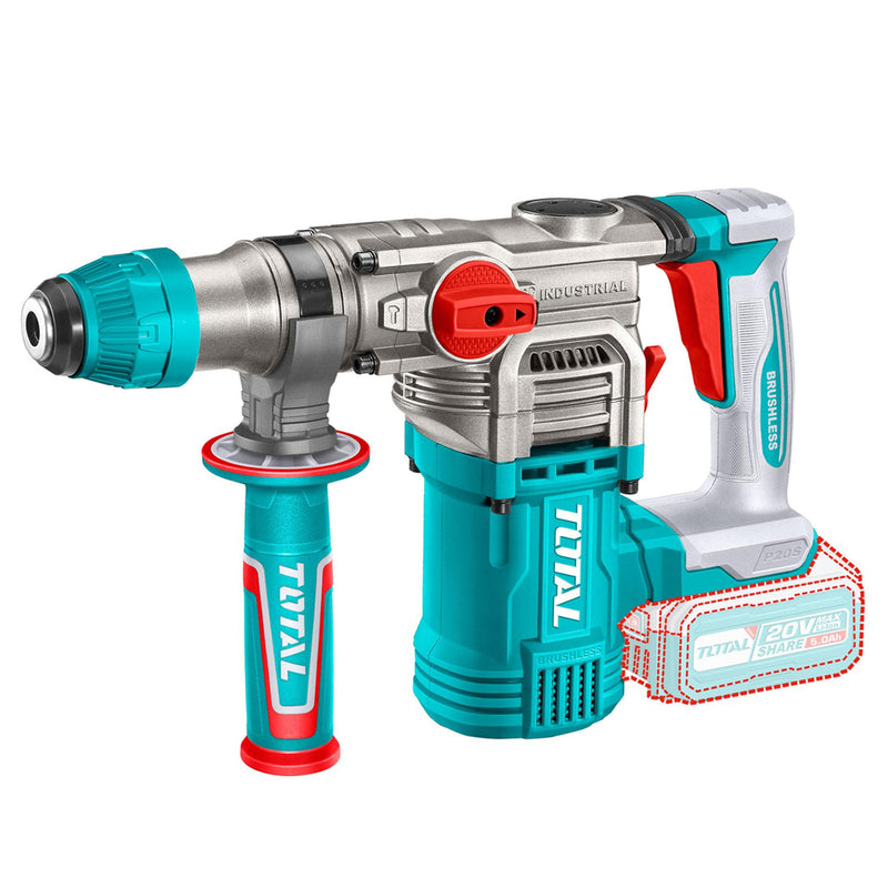Máy khoan bê tông không chổi than dùng Pin 20V Total TRHLI202885 đuôi kẹp SDS Plus
