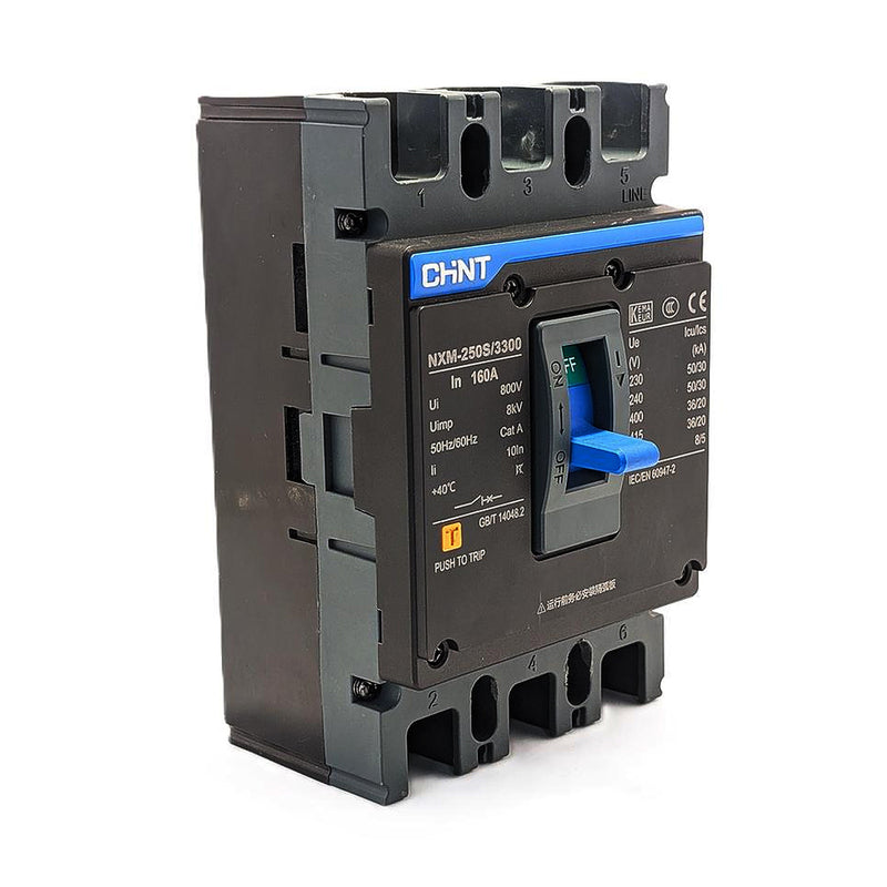 Cầu dao tự động dạng khối MCCB cố định từ nhiệt Chint NXM Series, tải danh định từ 25A ~ 1600A. Tiêu chuẩn quốc tế 