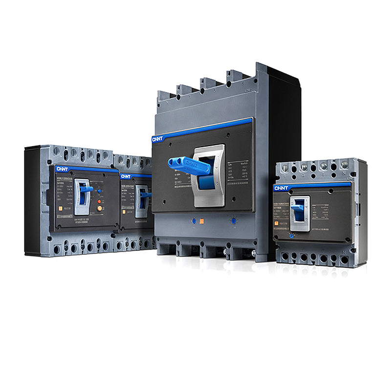 Cầu dao tự động dạng khối MCCB cố định từ nhiệt Chint NXM Series, tải danh định từ 25A ~ 1600A. Tiêu chuẩn quốc tế 