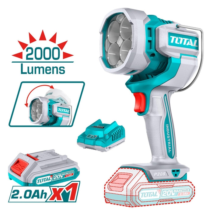 Đèn Led dùng Pin 20V Total, xoay được 120 độ