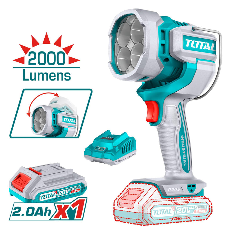 Đèn Led dùng Pin 20V Total, xoay được 120 độ