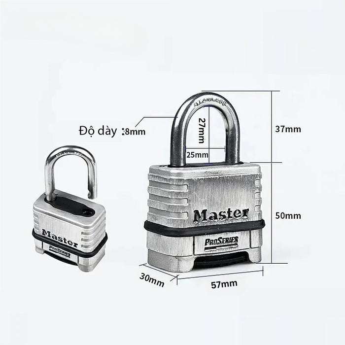 Ổ khóa số Master Lock 1174D, thân khóa bằng Inox cao cấp, 4 cọc số