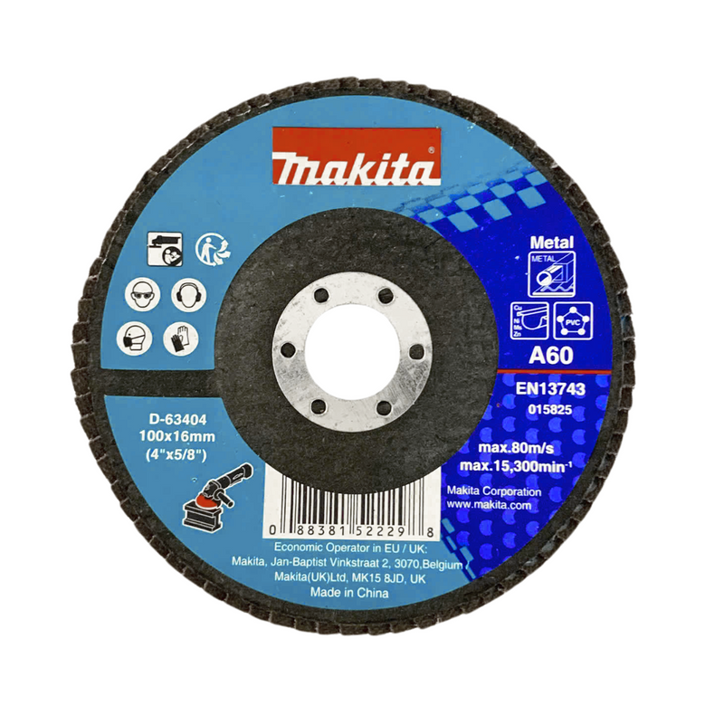 Đĩa nhám xếp đánh kim loại, nhựa PVC 100mm ( 4 inch ) Makita hạt nhôm Oxit, lỗ cốt 16mm, mặt vát góc ( Cấp 1 sao )