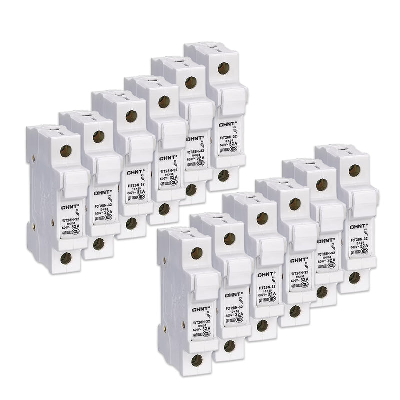 Đế cầu chì sứ lắp thanh ray Chint RT-28 series, 1P/ 2P/ 3P, dòng cắt Icu 32A ~ 63A