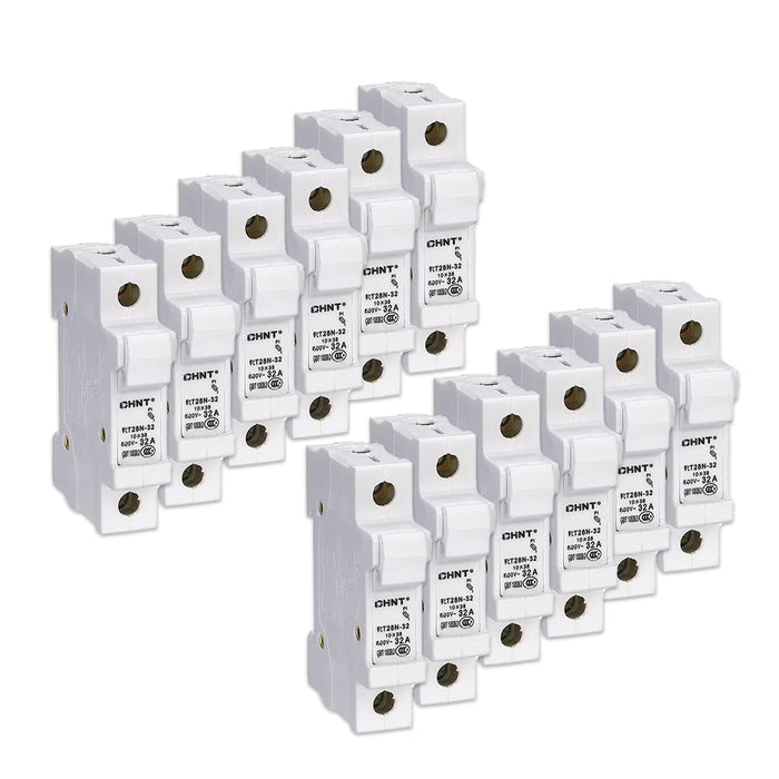 Đế cầu chì sứ lắp thanh ray Chint RT-28 series, 1P/ 2P/ 3P, dòng cắt Icu 32A ~ 63A